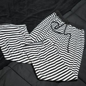 Black and White Striped Pajama Pants, Med